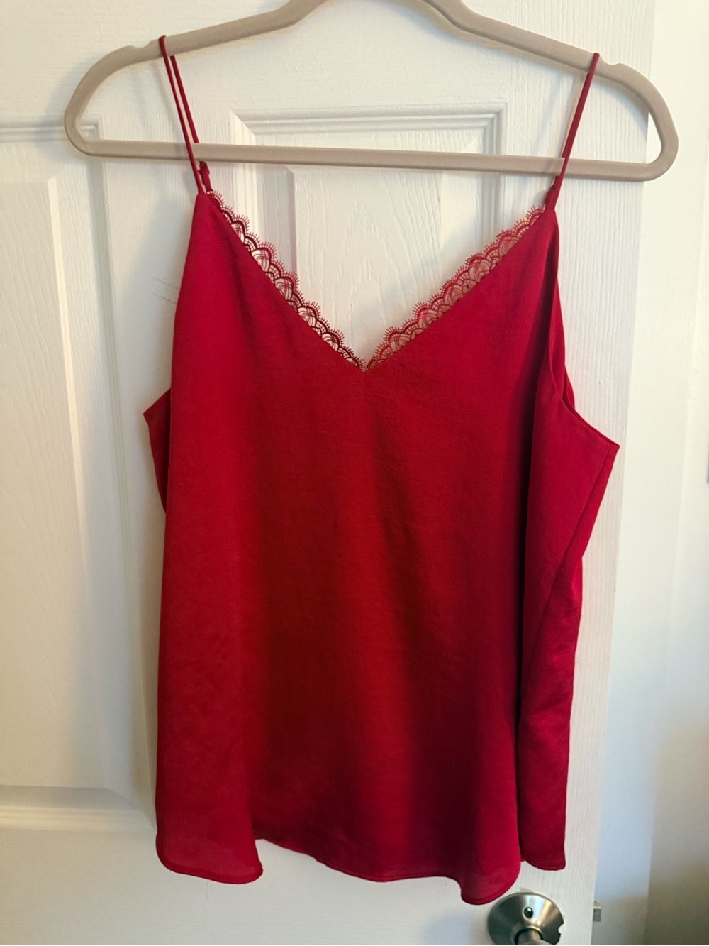 Express Deep Pink Lace-Trim V-Neck Cami Top - Women